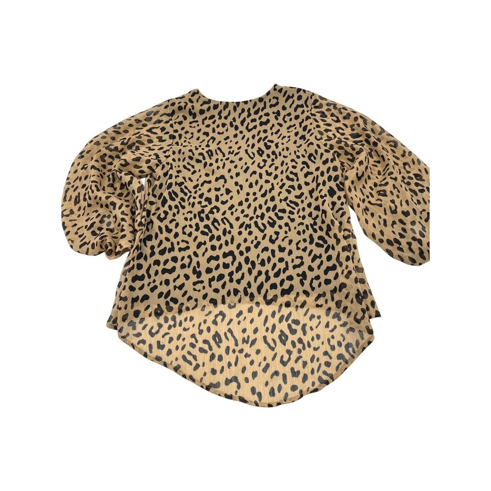 Caramela Leopard Print V-Neck Sheer‎ High-Low Blouse Women's size Medium - Picture 8 of 8
